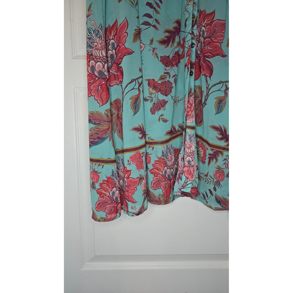 Soft Surroundings Floral Button Down Maxi Dress Turquoise Red Plus Size 3X - Picture 8 of 11
